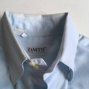 Zanetti Made in Italy 16 light blue mens dress shirt cotton  long sleeve pa0199
